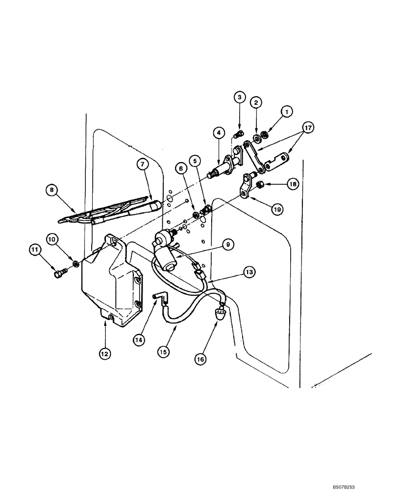 Схема запчастей Case 845 DHP - (09.48[00]) - FRONT LOWER WINDSHIELD WIPER (09) - CHASSIS
