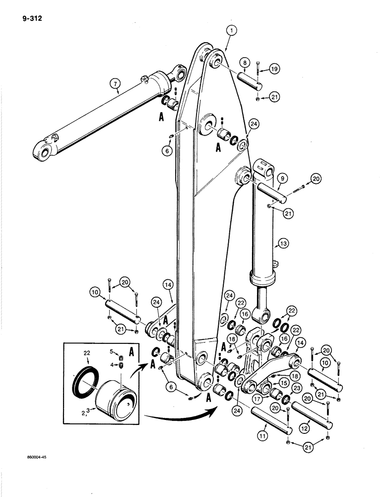 Схема запчастей Case 1080B - (9-312) - ARM AND ATTACHMENT LINKS (09) - CHASSIS