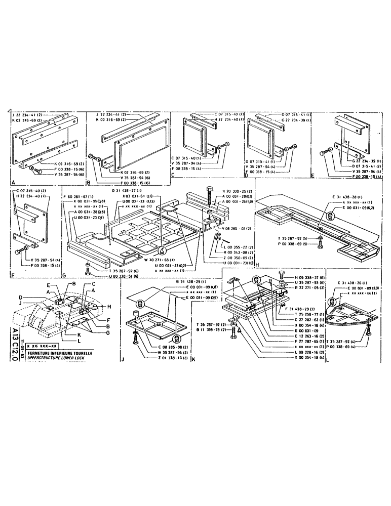 Схема запчастей Case 220 - (B-011) - UPPERSTRUCTURE LOWER LOCK (05) - UPPERSTRUCTURE CHASSIS