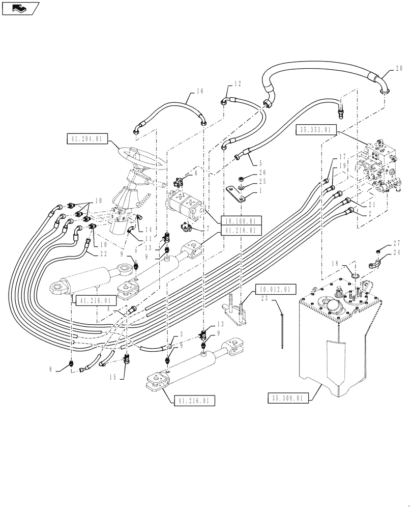 Схема запчастей Case DV207 - (41.200.01) - STEERING CYLINDER HYD. LINE (41) - STEERING