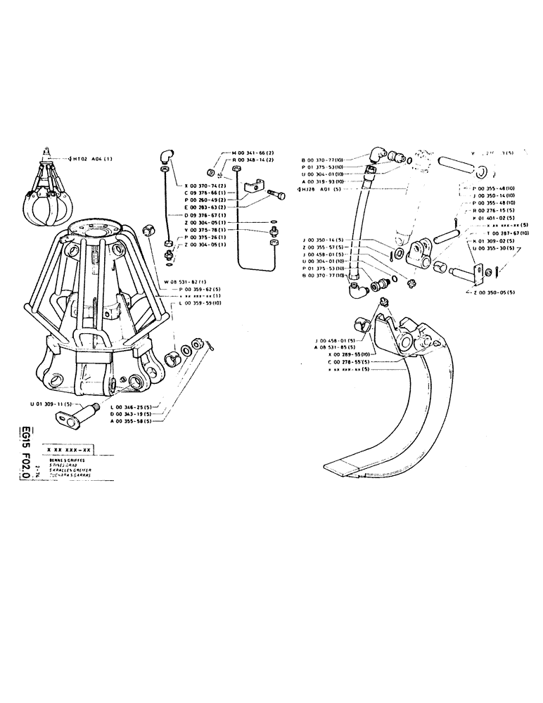 Схема запчастей Case GCK120 - (258) - 5 TINES GRAB 
