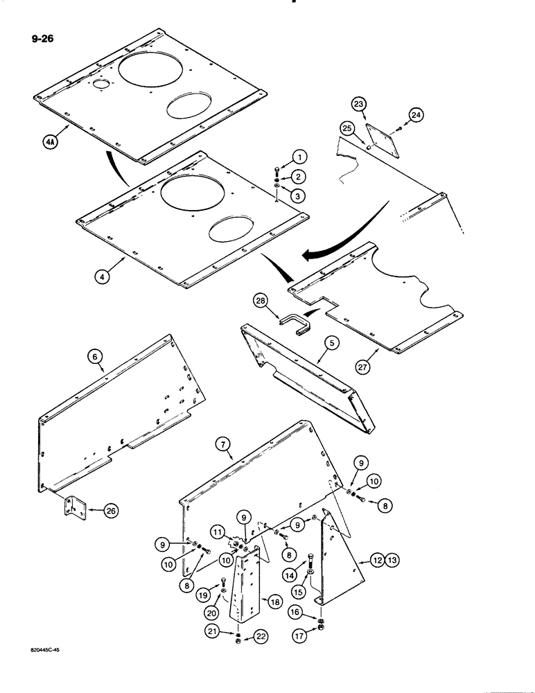 Схема запчастей Case W20C - (9-026) - HOOD AND FRONT PANEL (09) - CHASSIS/ATTACHMENTS
