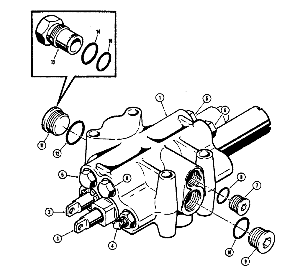 Схема запчастей Case 450 - (222) - R30043 ANGLE DOZER OR DRAWBAR CONTROL VALVE, 2 SPOOL (07) - HYDRAULIC SYSTEM
