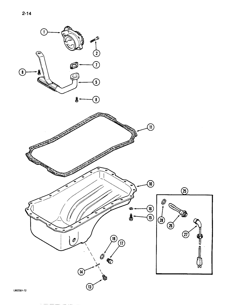 Схема запчастей Case 650 - (2-14) - OIL PUMP AND OIL PAN, 4T-390 ENGINE (02) - ENGINE