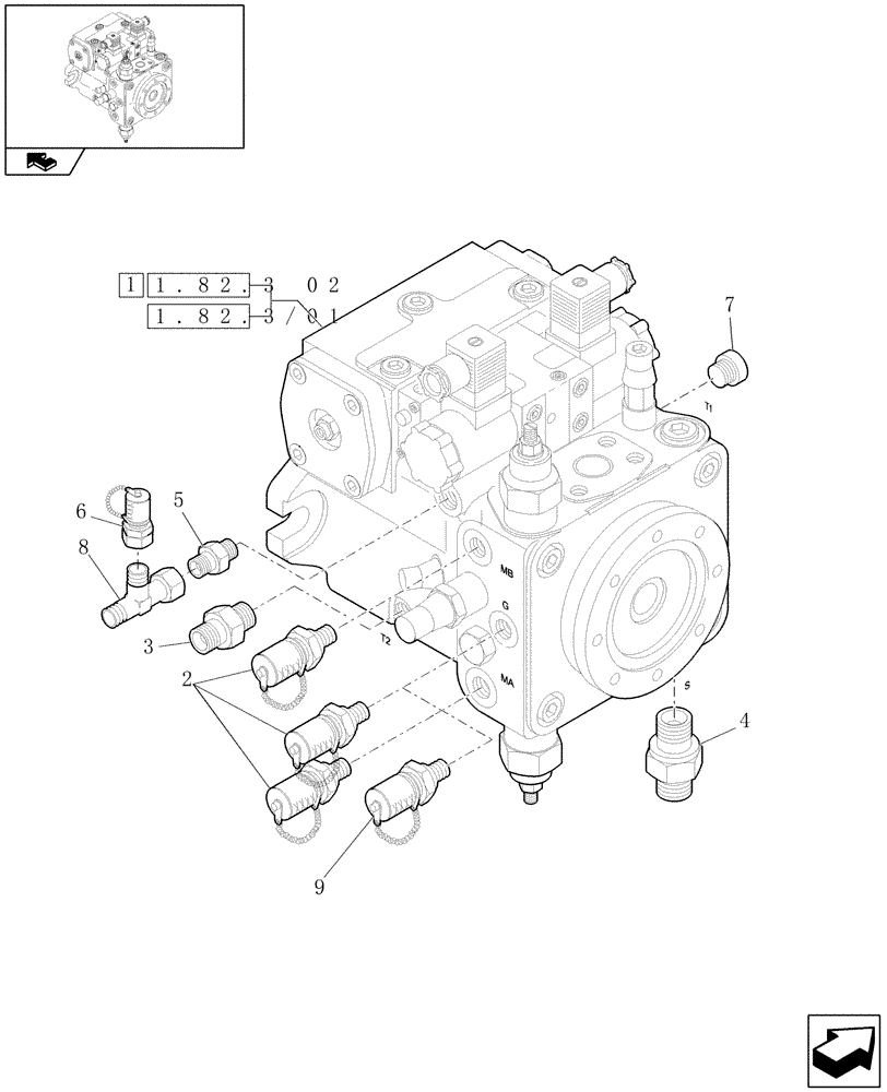 Схема запчастей Case 21E - (1.82.3[01]) - AXIAL PISTON PUMP COMPONENTS (07) - HYDRAULIC SYSTEMS