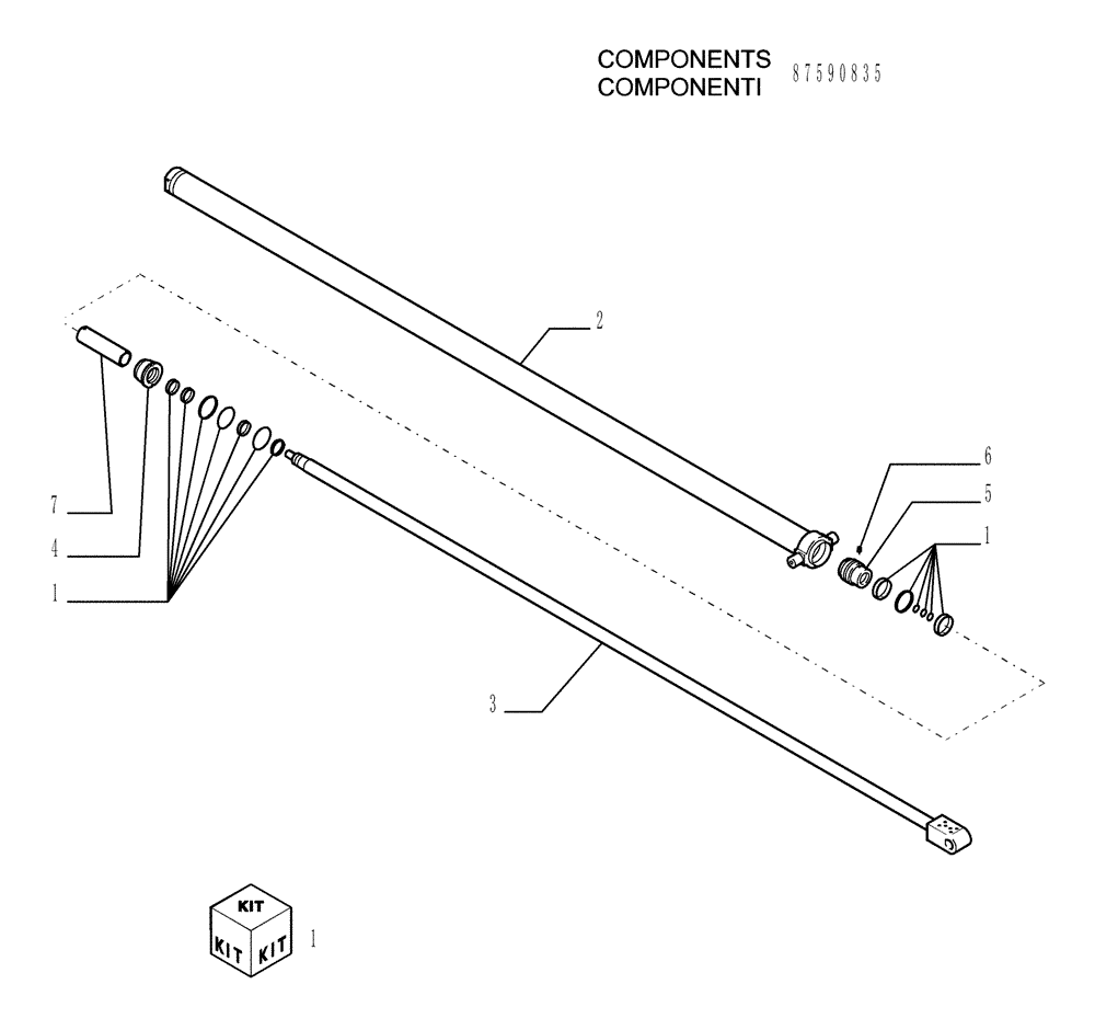 Схема запчастей Case TX742 - (9.80092[08]) - ARM FOR 4 FUNCTIONS (42 FEET) - OPTIONAL CODE 749027341 (83) - TELESCOPIC SINGLE ARM
