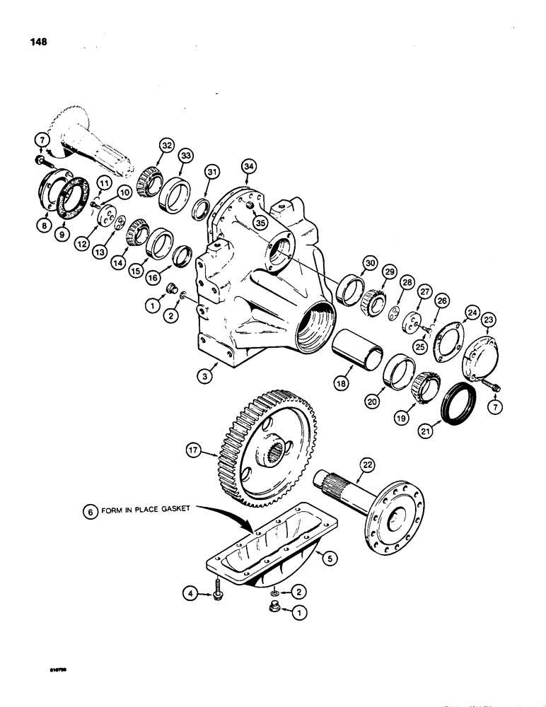 Схема запчастей Case 850C - (148) - TRANSMISSION FINAL DRIVE, 70" (1778 MM) GAUGE LGP DOZER MODELS (03) - TRANSMISSION