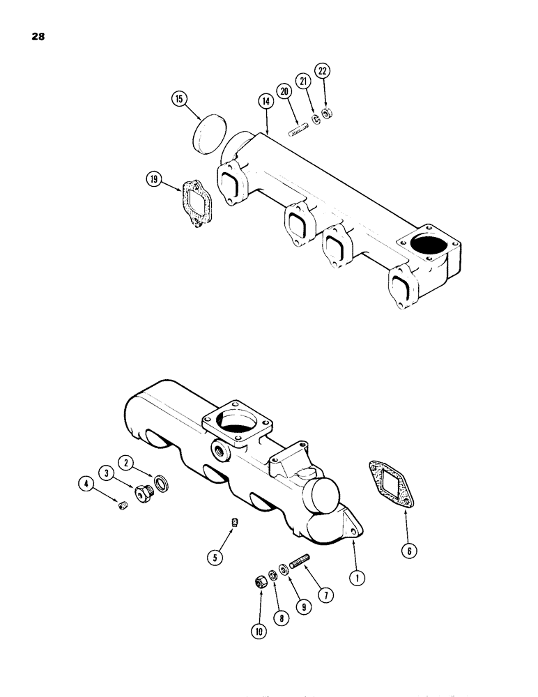 Схема запчастей Case 680H - (028) - MANIFOLDS, 336BD DIESEL ENGINE, INTAKE MANIFOLD, EXHAUST (02) - ENGINE