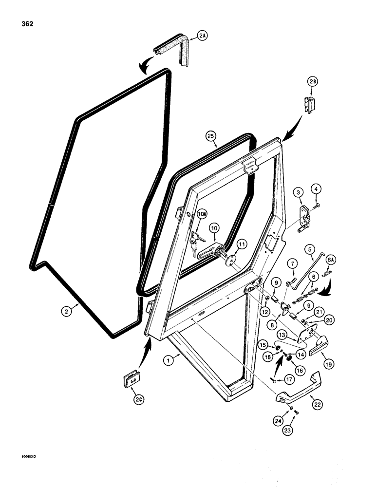 Схема запчастей Case 680H - (362) - CAB DOOR (09) - CHASSIS/ATTACHMENTS