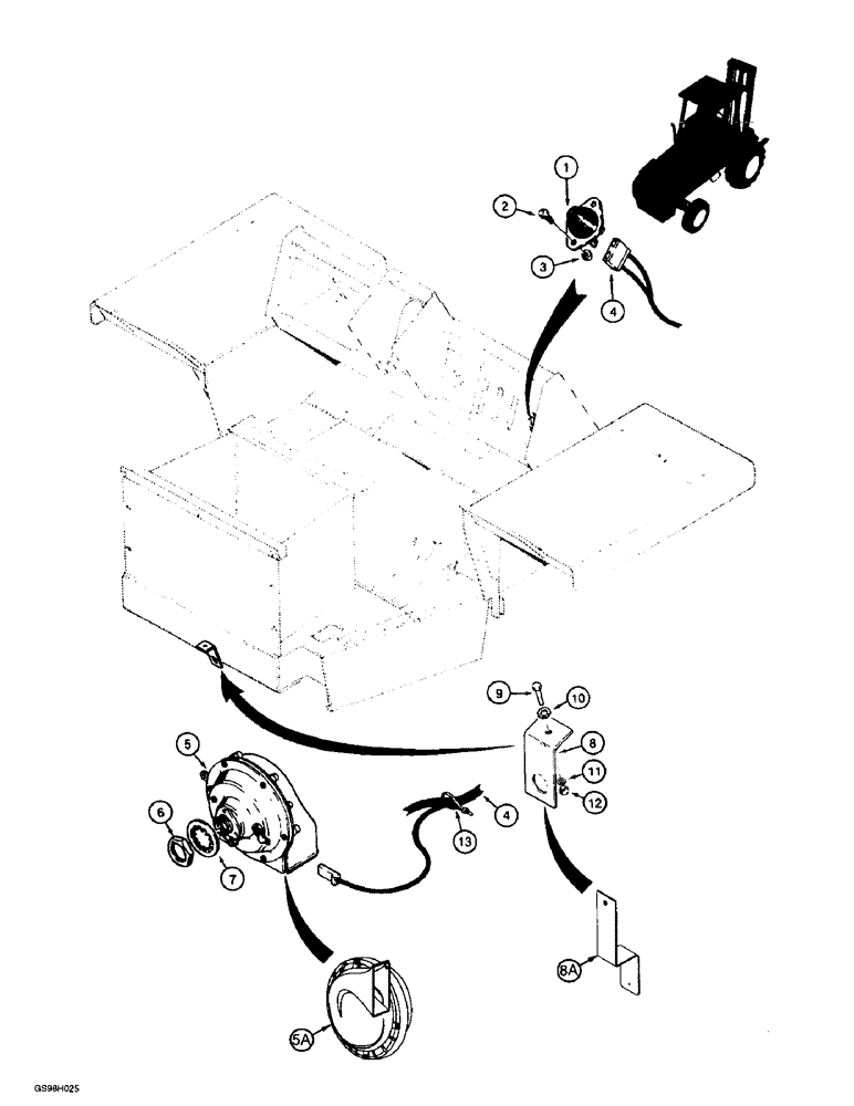 Схема запчастей Case 584E - (4-34) - HORN (04) - ELECTRICAL SYSTEMS