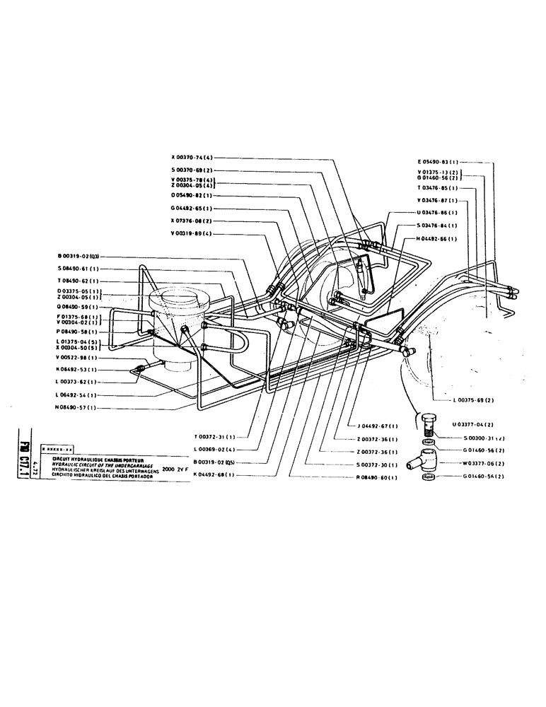 Схема запчастей Case GCK120 - (052) - HYDRAULIC CIRCUIT OF THE UNDERCARRIAGE 