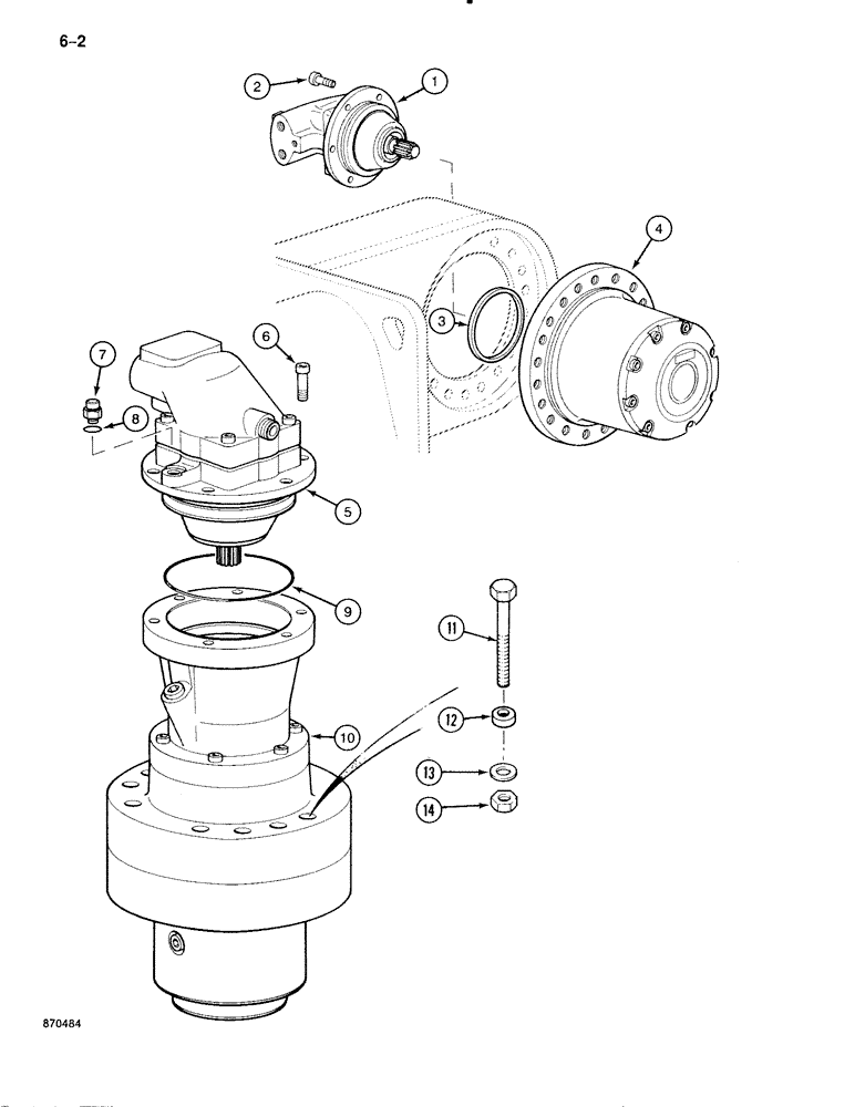 Схема запчастей Case 888 - (6-002) - HYDRAULIC MOTOR TO FINAL DRIVE AND SWING TRANSMISSIONS (06) - POWER TRAIN
