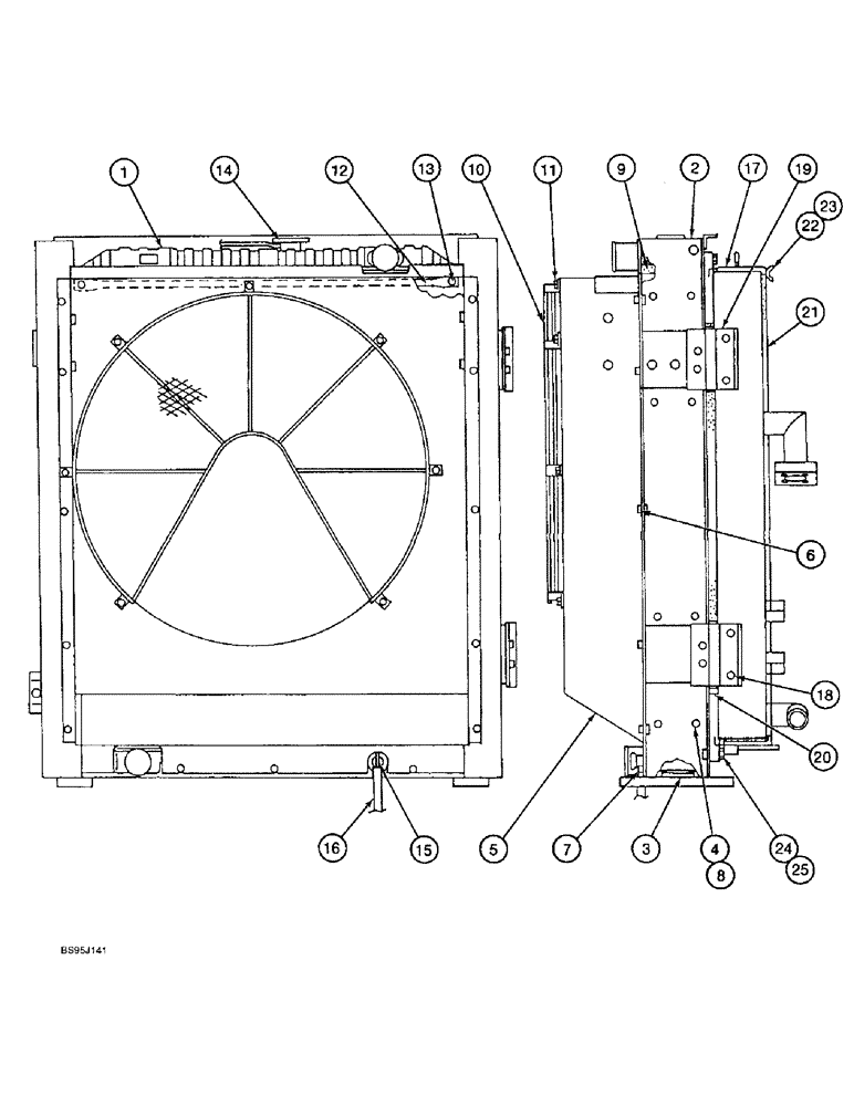 Схема запчастей Case 9060B - (2-06) - RADIATOR ASSEMBLY, USED WITH 6D22-TC ENGINE (02) - ENGINE