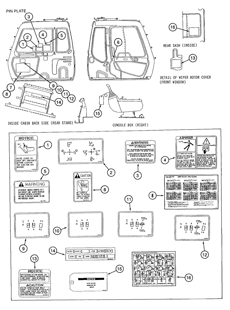 Схема запчастей Case 9050B - (9-098) - DECALS - ENGLISH LANGUAGE, OPERATORS COMPARTMENT (09) - CHASSIS