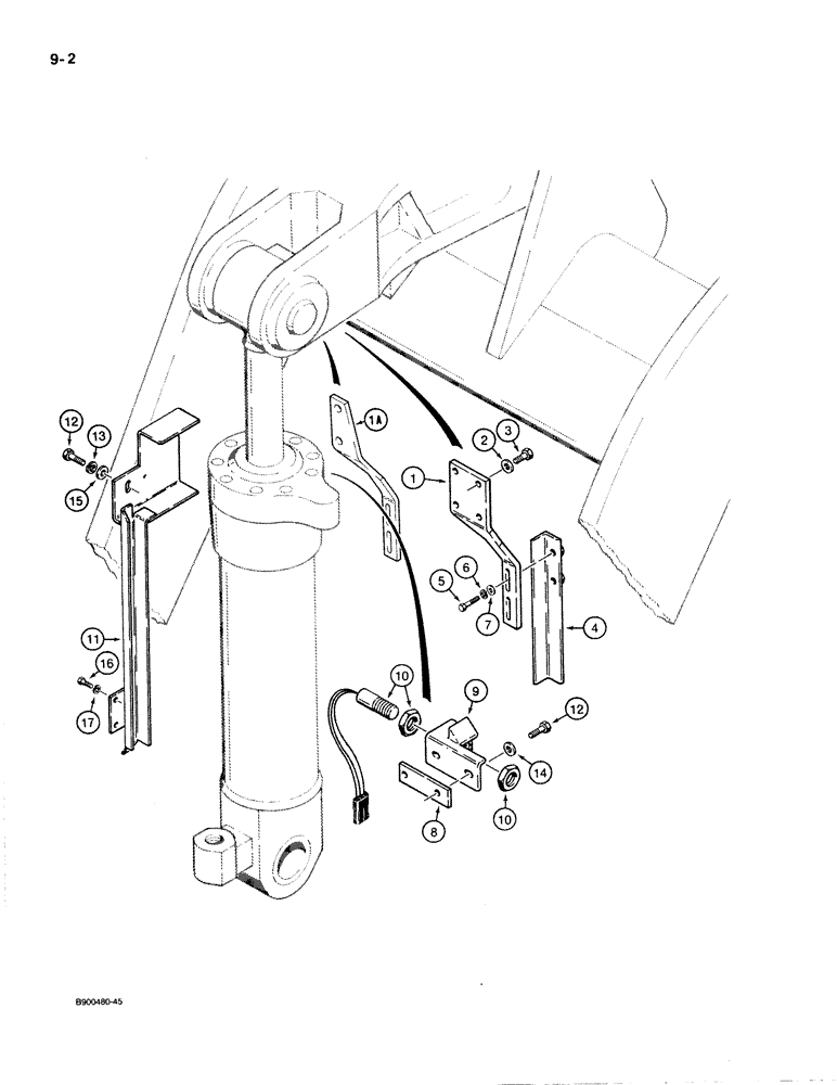Схема запчастей Case 621 - (9-002) - LOADER BUCKET RETURN-TO-DIG (09) - CHASSIS/ATTACHMENTS