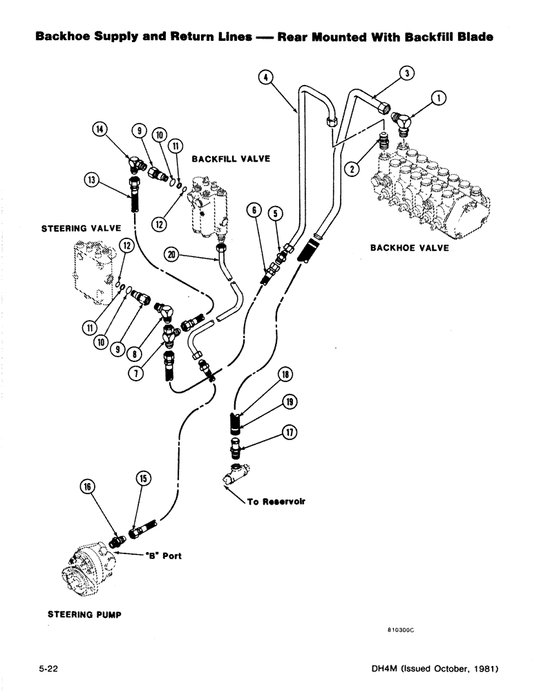 Схема запчастей Case DH4B - (5-22) - BACKHOE SUPPLY AND RETURN LINES - REAR MOUNTED WITH BACKFILL BLADE (35) - HYDRAULIC SYSTEMS