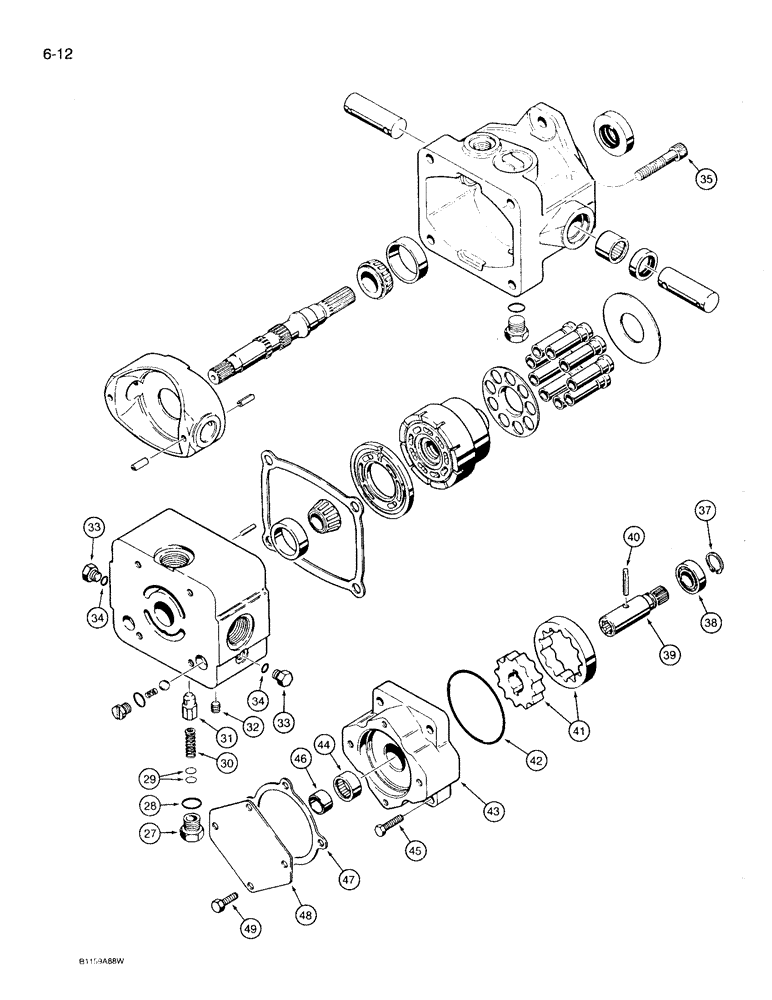 Схема запчастей Case 360 - (6-12) - GROUND DRIVE PUMP (06) - POWER TRAIN
