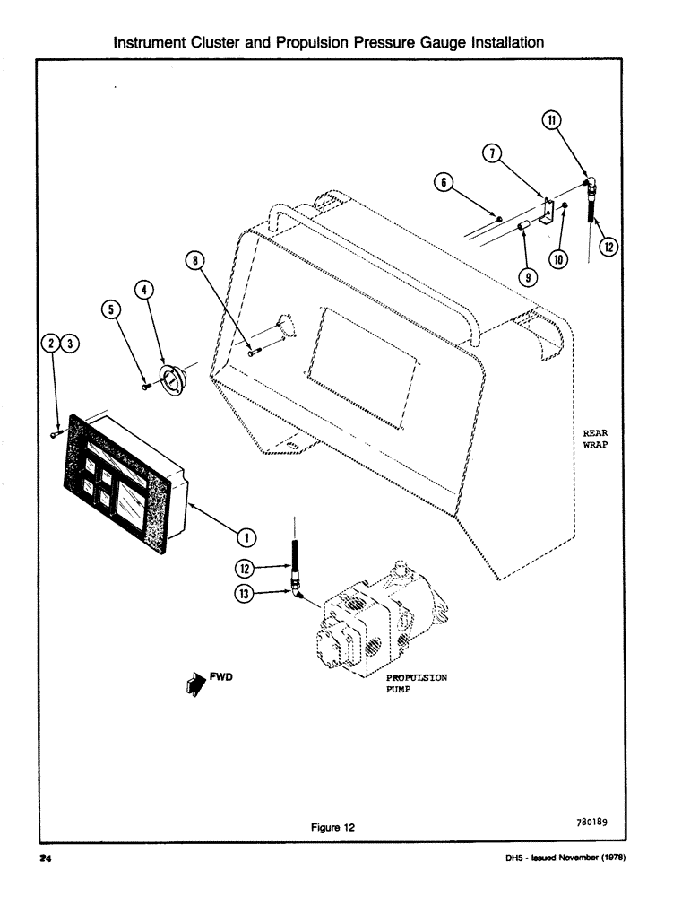 Схема запчастей Case DH5 - (024) - INSTRUMENT CLUSTER AND PROPULSION PRESSURE GAUGE INSTALLATION (55) - ELECTRICAL SYSTEMS