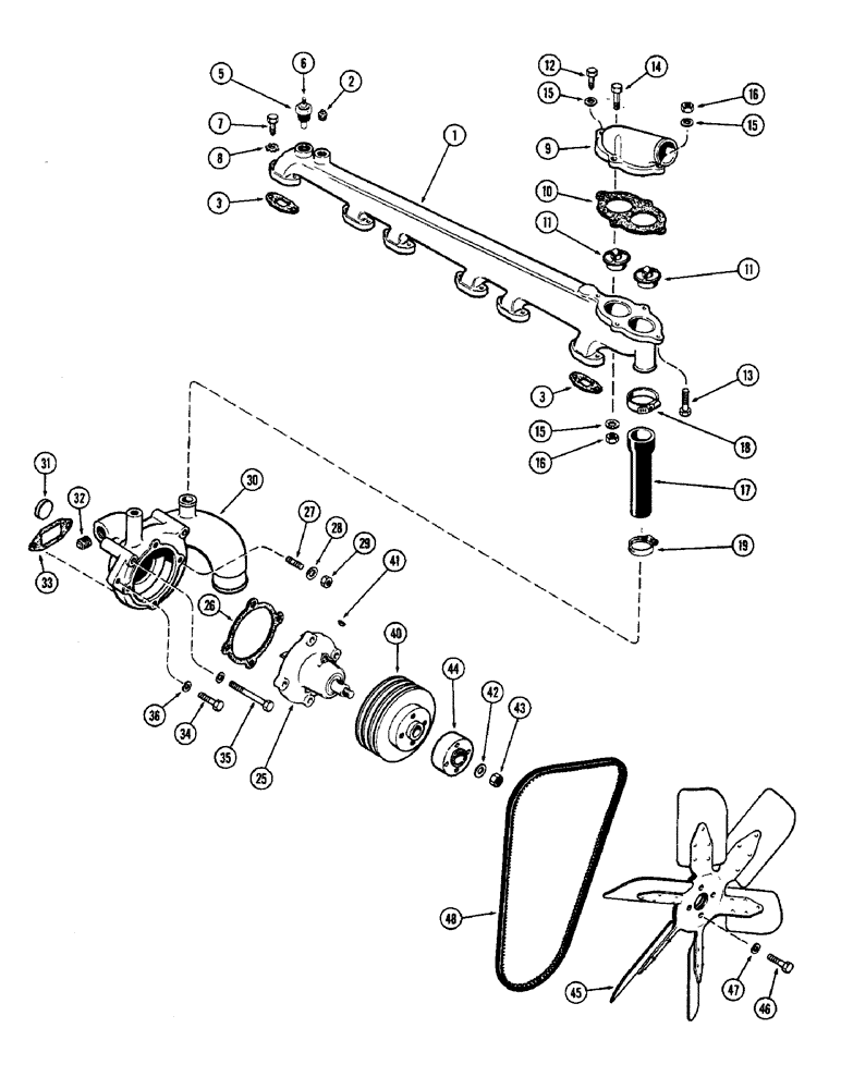 Схема запчастей Case W9E - (007A) - WATER PUMP & ATTACHING PARTS, (377B) SPARK IGNITION ENGINE (02) - ENGINE