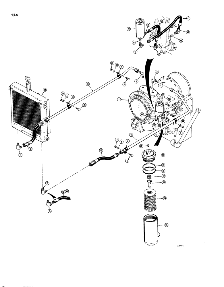 Схема запчастей Case W26B - (134) - TRANSMISSION HYDRAULIC SYSTEM, TRACTOR SN. 9107521 AND AFTER (06) - POWER TRAIN