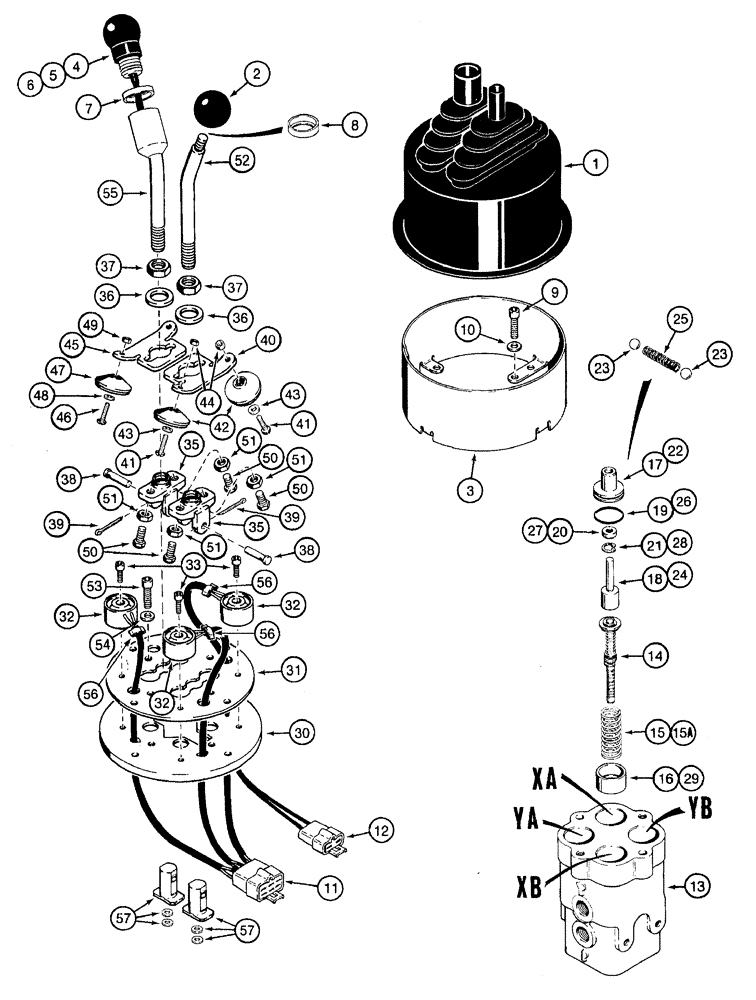 Схема запчастей Case 921B - (8-066) - DUAL LEVER REMOTE CONTROL VALVE - 109509A1 (08) - HYDRAULICS