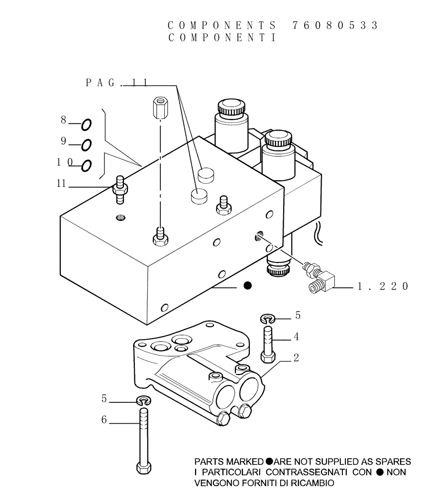 Схема запчастей Case 1850K - (1.211[10]) - TRANSMISSION - CONTROL VALVE Hydrostatic Transmission