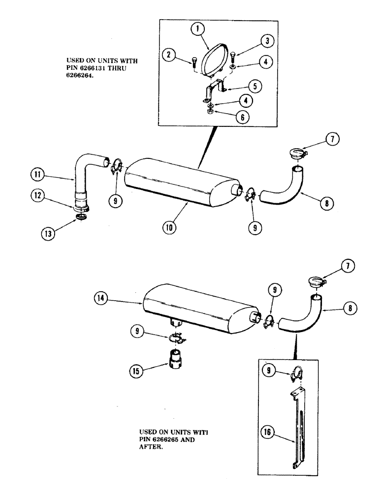 Схема запчастей Case 35 - (024) - MUFFLER AND ATTACHING PARTS, (USED ON CASE 336BDT DIESEL ENGINES) (10) - ENGINE