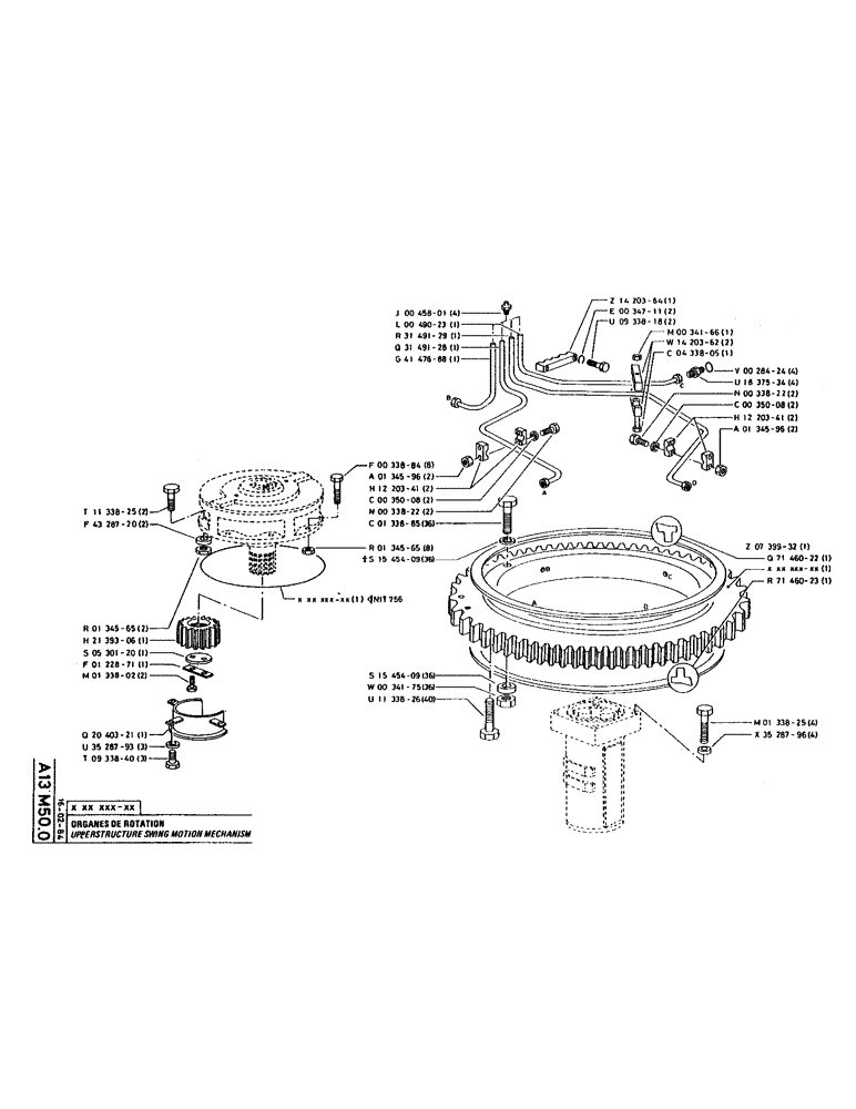 Схема запчастей Case 220 - (B-016) - UPPERSTRUCTURE SWING MOTION MECHANISM (04) - UNDERCARRIAGE