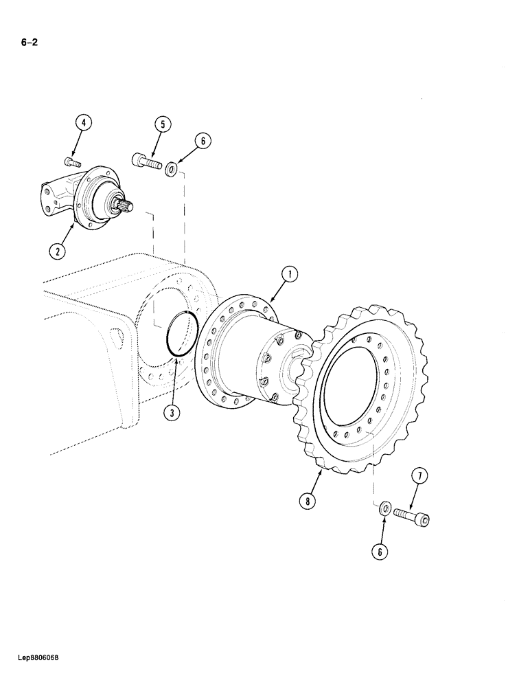 Схема запчастей Case 688 - (6-02) - HYDRAULIC MOTOR TO FINAL DRIVE TRANSMISSION (06) - POWER TRAIN