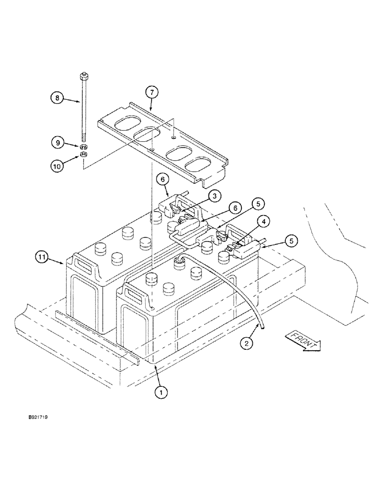 Схема запчастей Case 9030 - (4-10) - BATTERIES AND MOUNTING (04) - ELECTRICAL SYSTEMS