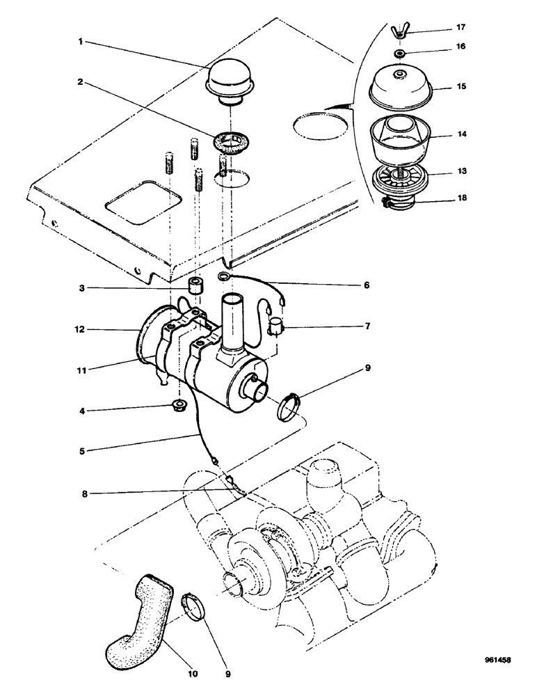 Схема запчастей Case 580G - (38) - ENGINE - AIR CLEANER (10) - ENGINE