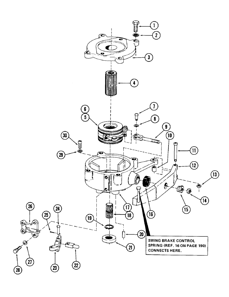 Схема запчастей Case 880 - (188) - SWING BRAKE, (USED WITH ORIGINAL EQUIPMENT SWING REDUCER) (05) - UPPERSTRUCTURE CHASSIS