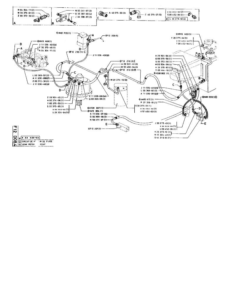 Схема запчастей Case 90BCL - (183) - LEAK RETURN CIRCUIT (07) - HYDRAULIC SYSTEM