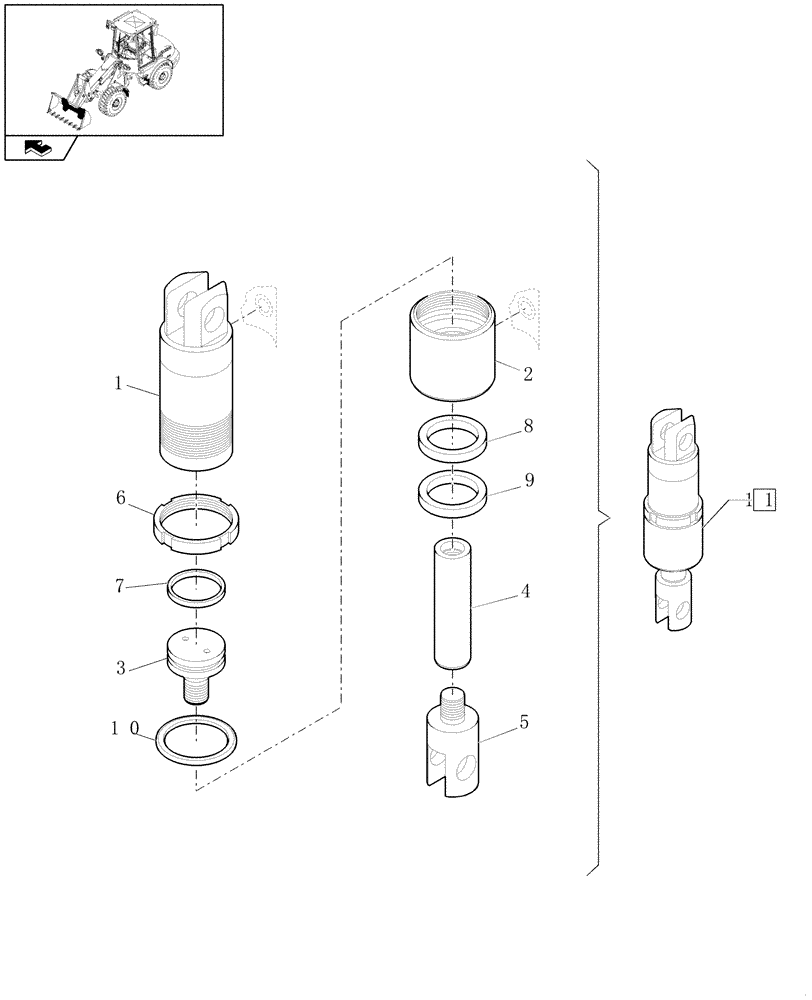 Схема запчастей Case 321E - (1.88.02[05]) - QUICK TOOL COUPLER CYLINDER (09) - LOADER/BACKHOE