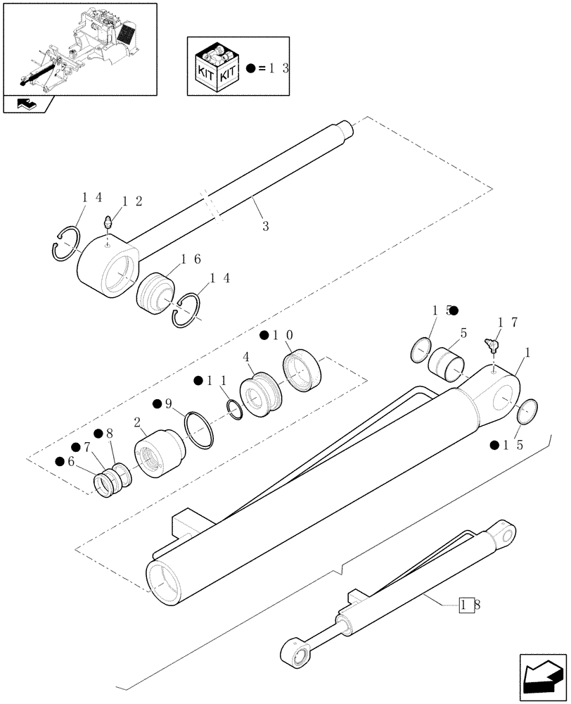 Схема запчастей Case 121E - (1.88.01/01[01]) - LIFTING CYLINDER (09) - LOADER/BACKHOE