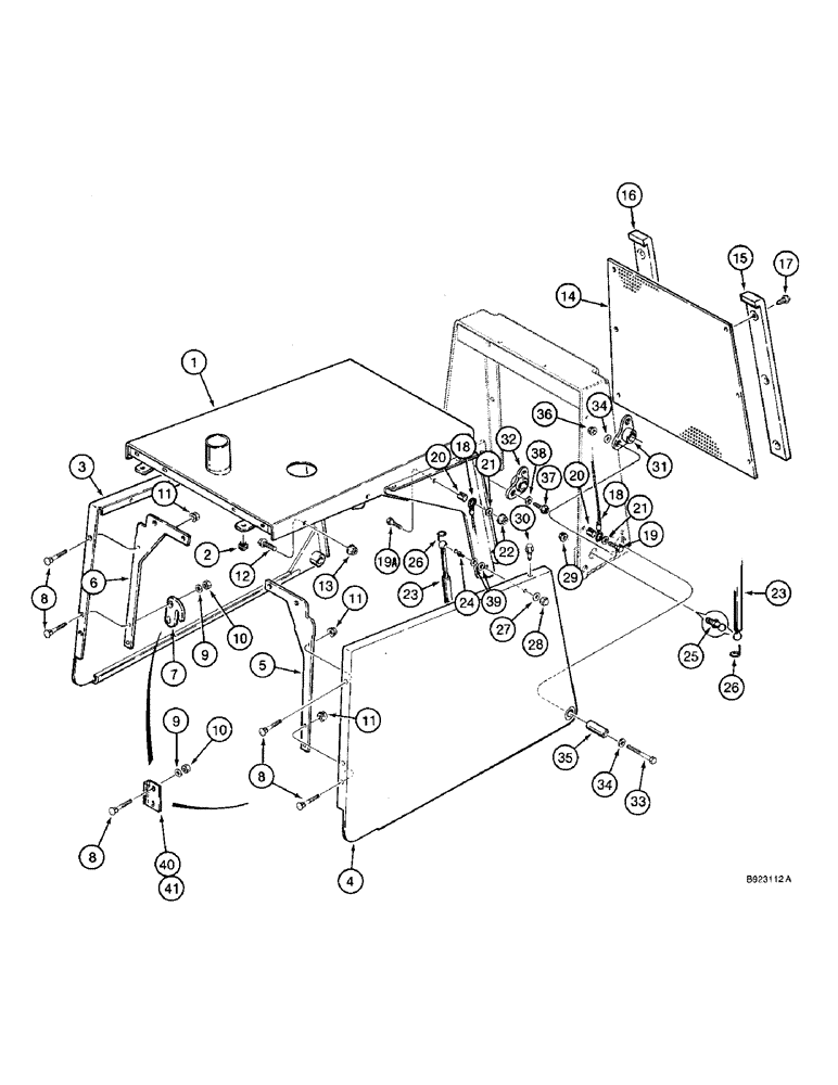 Схема запчастей Case 590 - (9-075A) - HOOD, ENGINE SIDE PANELS, AND GRILLE UNIT (09) - CHASSIS/ATTACHMENTS