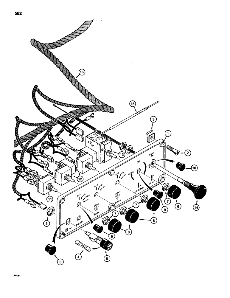 Схема запчастей Case 580SD - (562) - CAB CONTROL PANEL AND WIRING (09) - CHASSIS/ATTACHMENTS