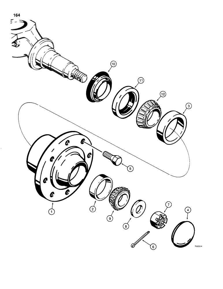 Схема запчастей Case 480C - (164) - FRONT WHEEL HUB AND BEARINGS (25) - FRONT AXLE SYSTEM