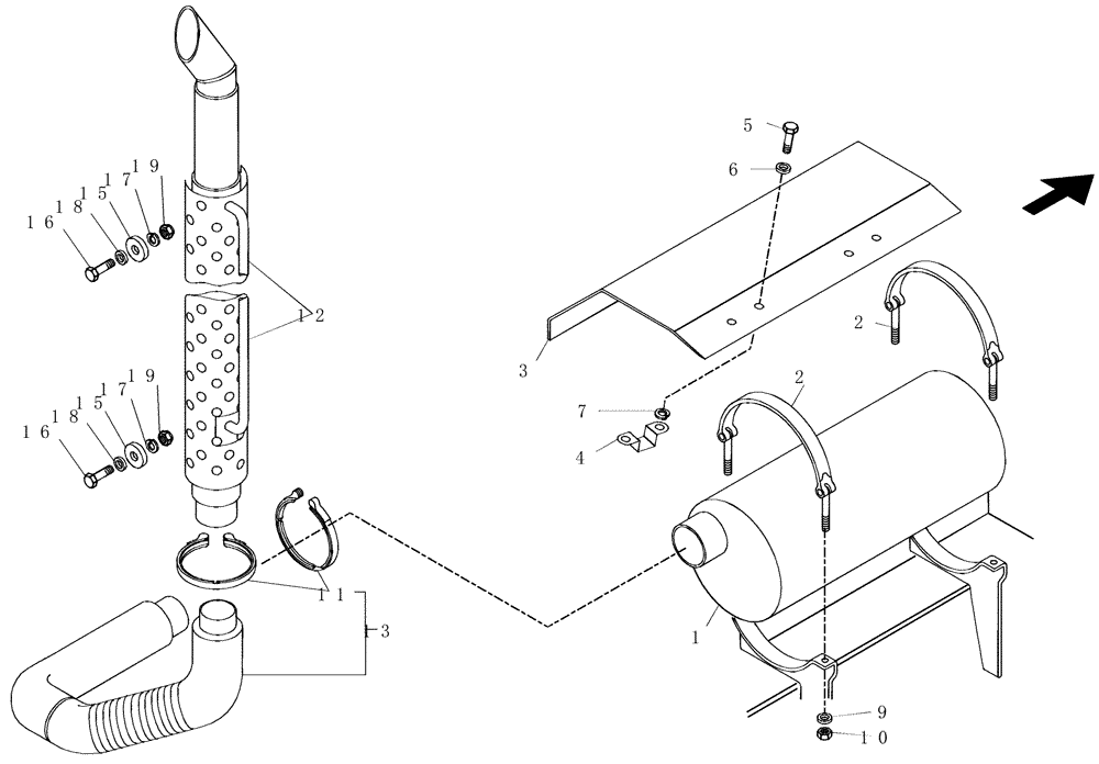 Схема запчастей Case 325 - (0.077[01]) - EXHAUST MANIFOLD (01) - ENGINE