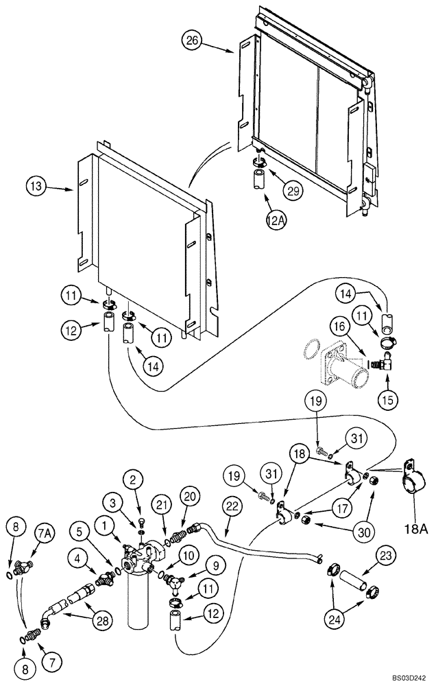 Схема запчастей Case 580M - (08-03) - HYDRAULICS - COOLER, RETURN LINES AND FILTER (08) - HYDRAULICS