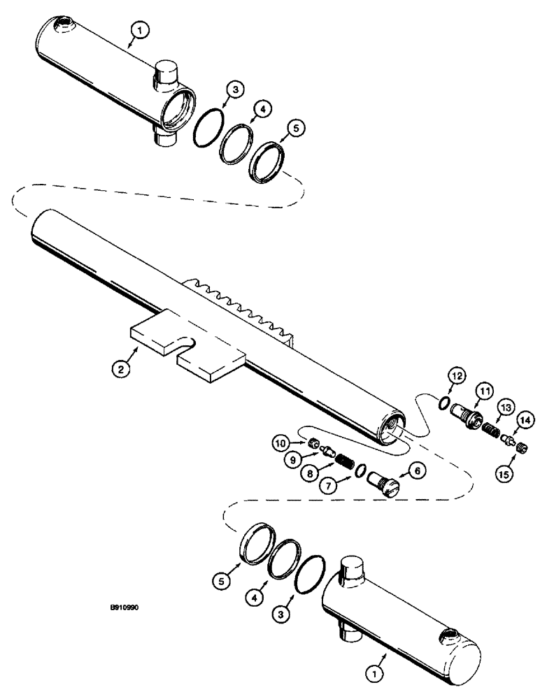 Схема запчастей Case 660 - (8-064) - BACKHOE SWING CYLINDER - H673149 (08) - HYDRAULICS