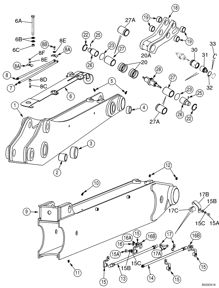 Схема запчастей Case 580SM - (09-26) - DIPPER, BACKHOE - COUPLER, HYDRAULIC (MODELS WITH HYDRAULIC BACKHOE BUCKET COUPLER) (09) - CHASSIS/ATTACHMENTS