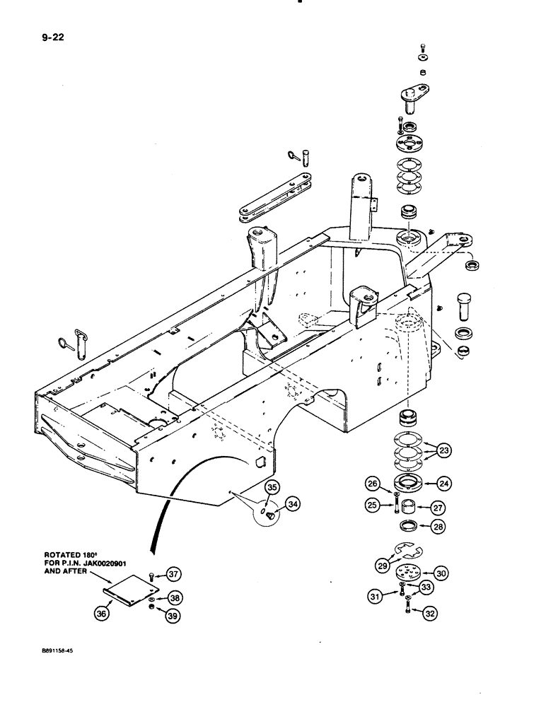Схема запчастей Case 621 - (9-022) - REAR FRAME AND PIVOT (09) - CHASSIS/ATTACHMENTS