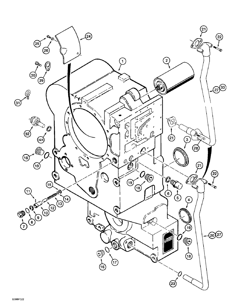 Схема запчастей Case 621B - (6-08) - TRANSMISSION ASSEMBLY, HOUSING, PRIOR TO P.I.N. JEE0052701 (06) - POWER TRAIN