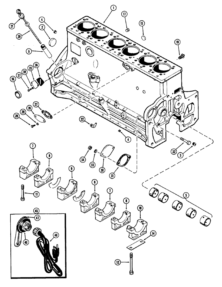 Схема запчастей Case W9E - (038) - CYLINDER BLOCK ASSY., (377B) SPARK IGNITION ENGINE, CYLINDER (02) - ENGINE