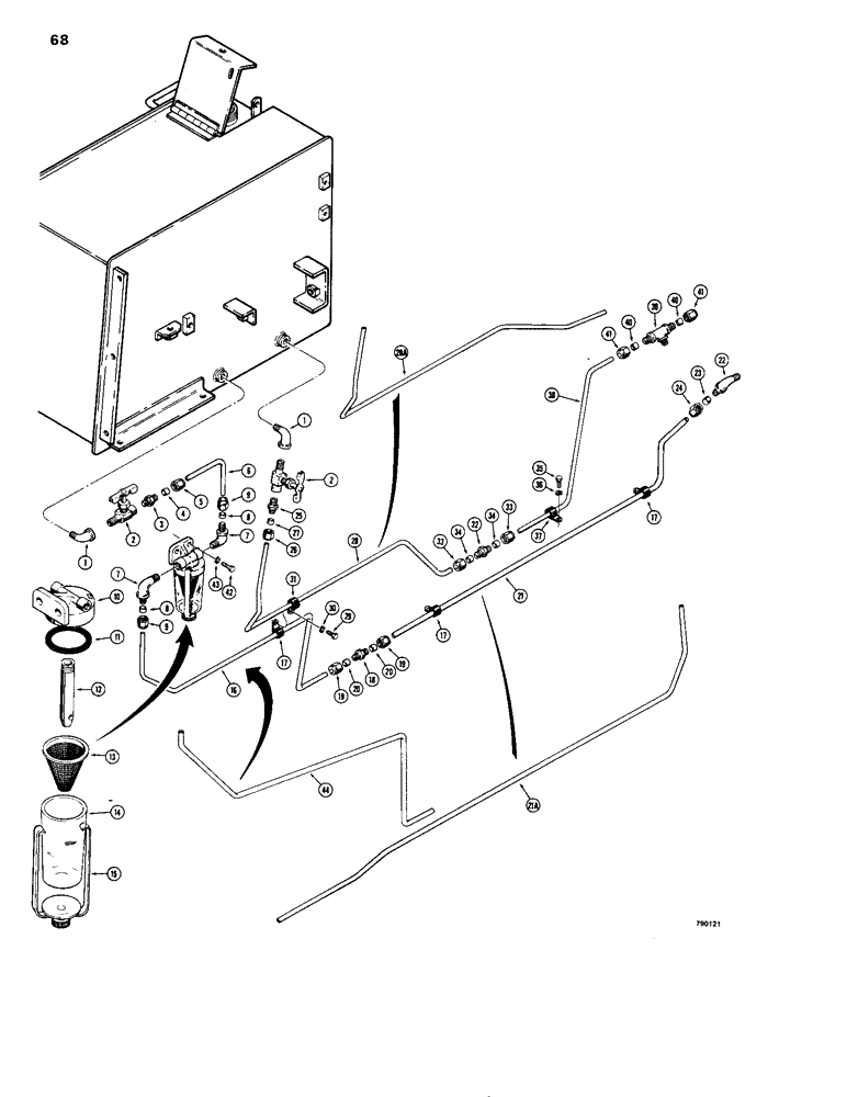 Схема запчастей Case 1150B - (068) - FUEL LINES (02) - FUEL SYSTEM