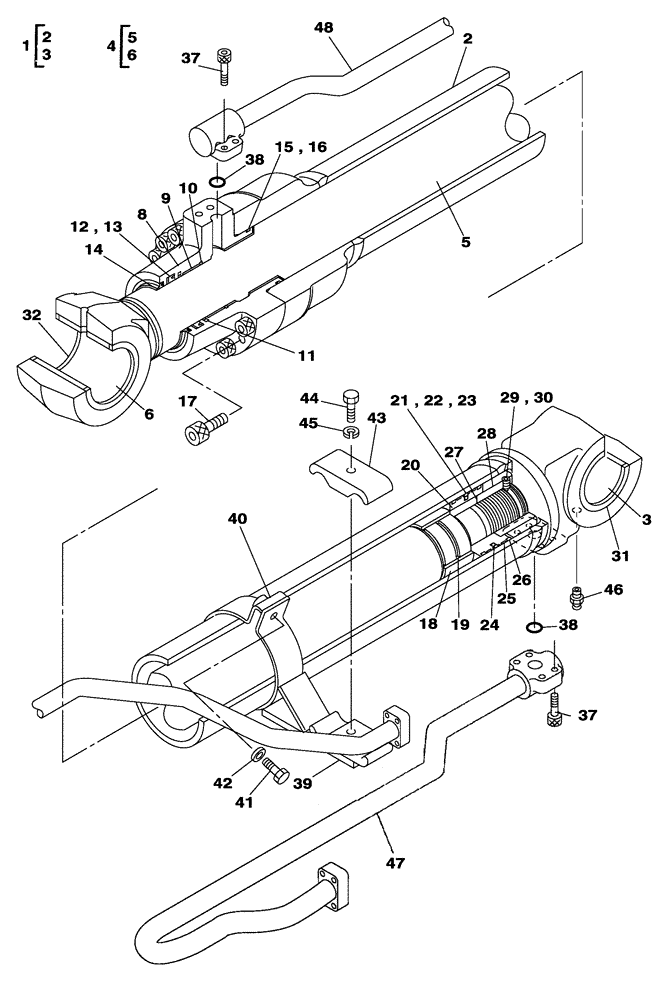 Схема запчастей Case CX350 - (08-191-00[01]) - BOOM CYLINDER - RIGHT - WITHOUT VALVE, PRESSURE RELIEF (08) - HYDRAULICS