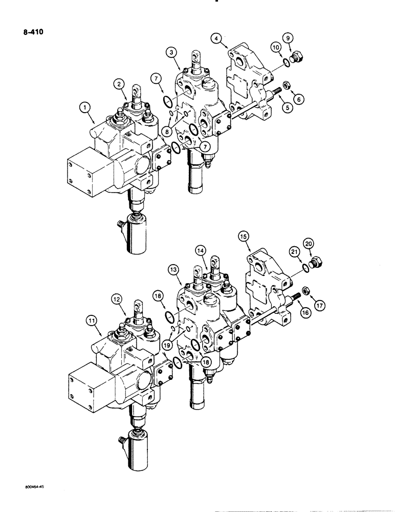 Схема запчастей Case 1450B - (8-410) - 2 SPOOL VALVE LODR MODELS, 3 SPOOL VALVE LODR MODELS W/RIPPER OR CLAM BUCKET (08) - HYDRAULICS