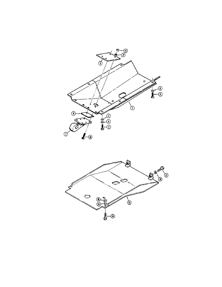 Схема запчастей Case 310G - (138) - CRANKCASE, TRANSMISSION GUARD AND PULL HOOK, SPECIAL (04) - UNDERCARRIAGE