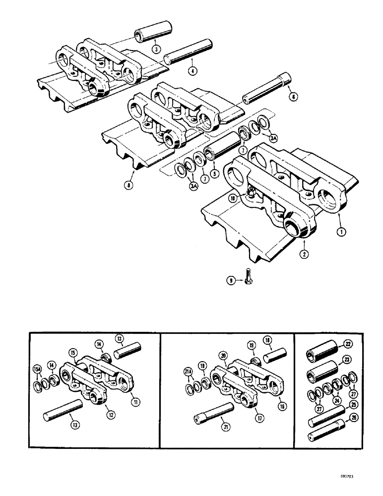 Схема запчастей Case 1150 - (112) - TRACK CHAIN - 5 ROLLER, TRACK CHAIN UNIT KIT, MASTER CHAIN UNIT KIT (04) - UNDERCARRIAGE
